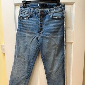 Frayed  on side Blue Jeans